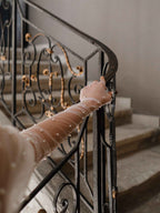 Mitaines de mariage en tulle avec perles brodées