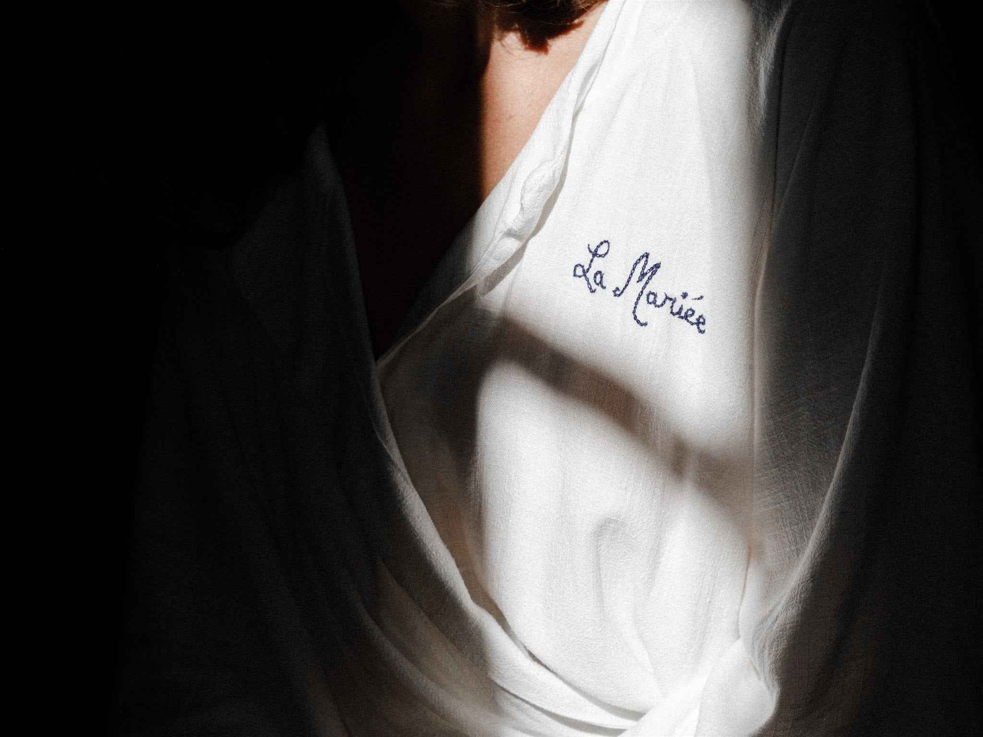 Peignoir mariage brodé