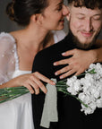 Ruban bouquet de mariée – Personnalisable & brodé à la main (initiales)