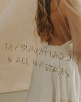 Voile mi-long – Inscription paillettes dorées