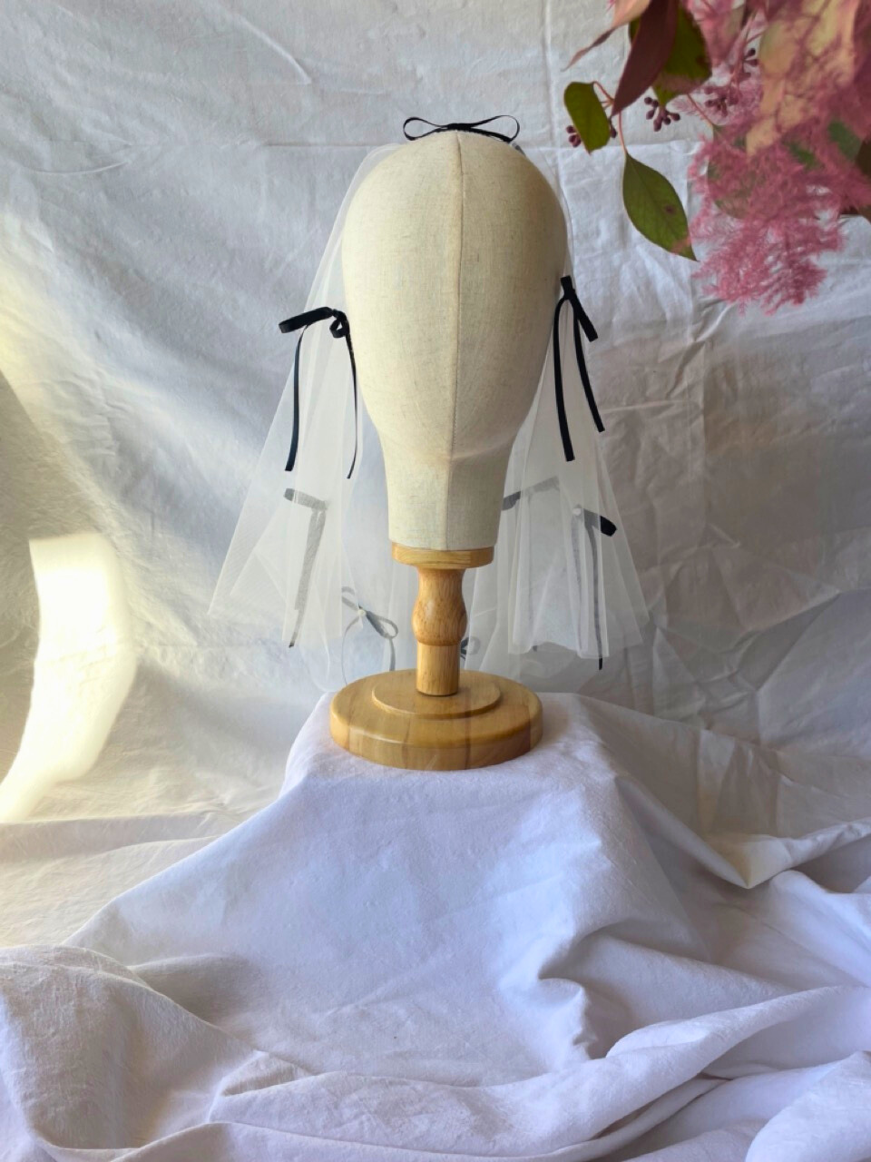 Mini voile EVJF en tulle – Accessoire mariage avec nœuds satin brodés | Team Bride