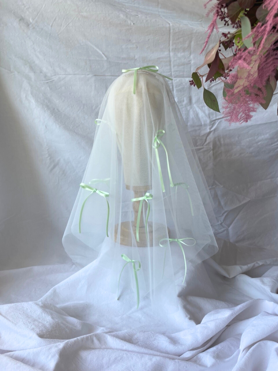 Mini voile EVJF en tulle – Accessoire mariage avec nœuds satin brodés | Team Bride