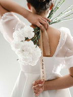 Ruban bouquet de mariée – Personnalisable & brodé à la main (un côté brodé)